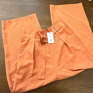 Thml orange extreme high rise paral palazzo pants L